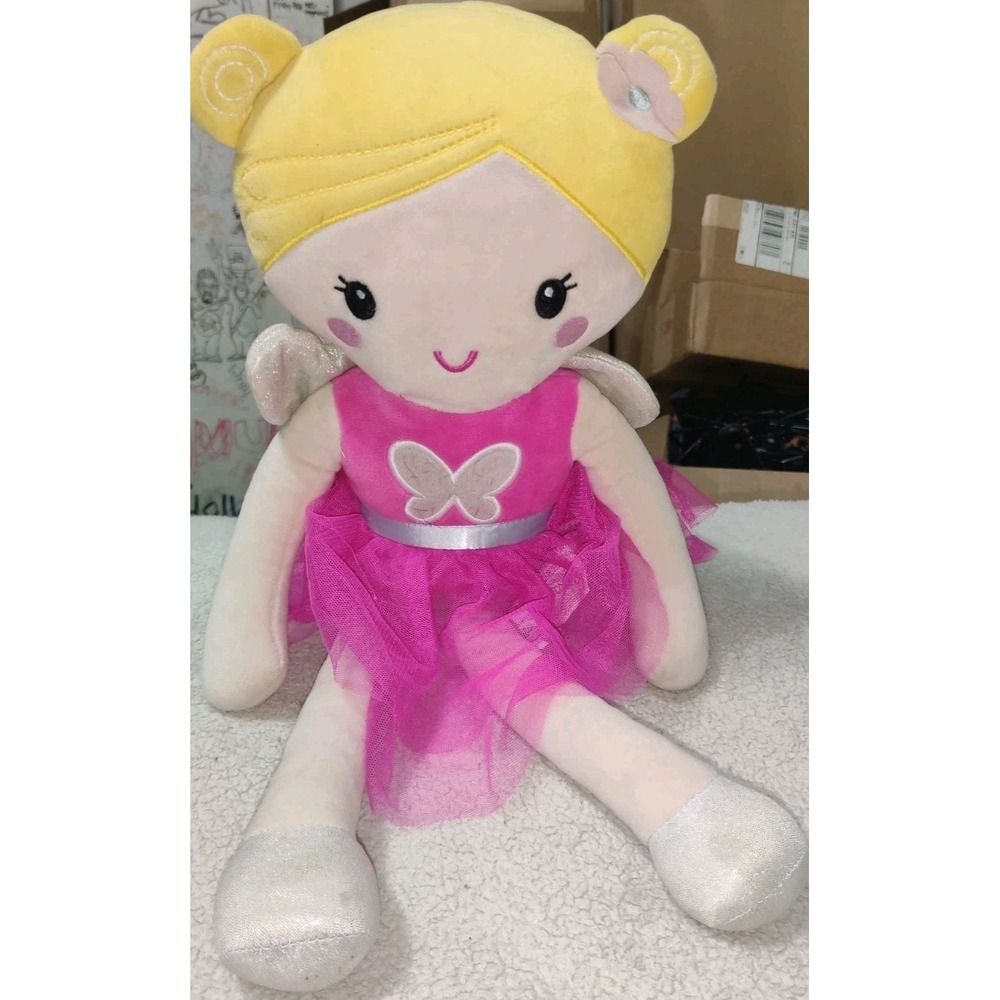 Your Zone Kids 21" Plush Figural Fairy Blonde Hair Pink Dress Stuffed Animal
